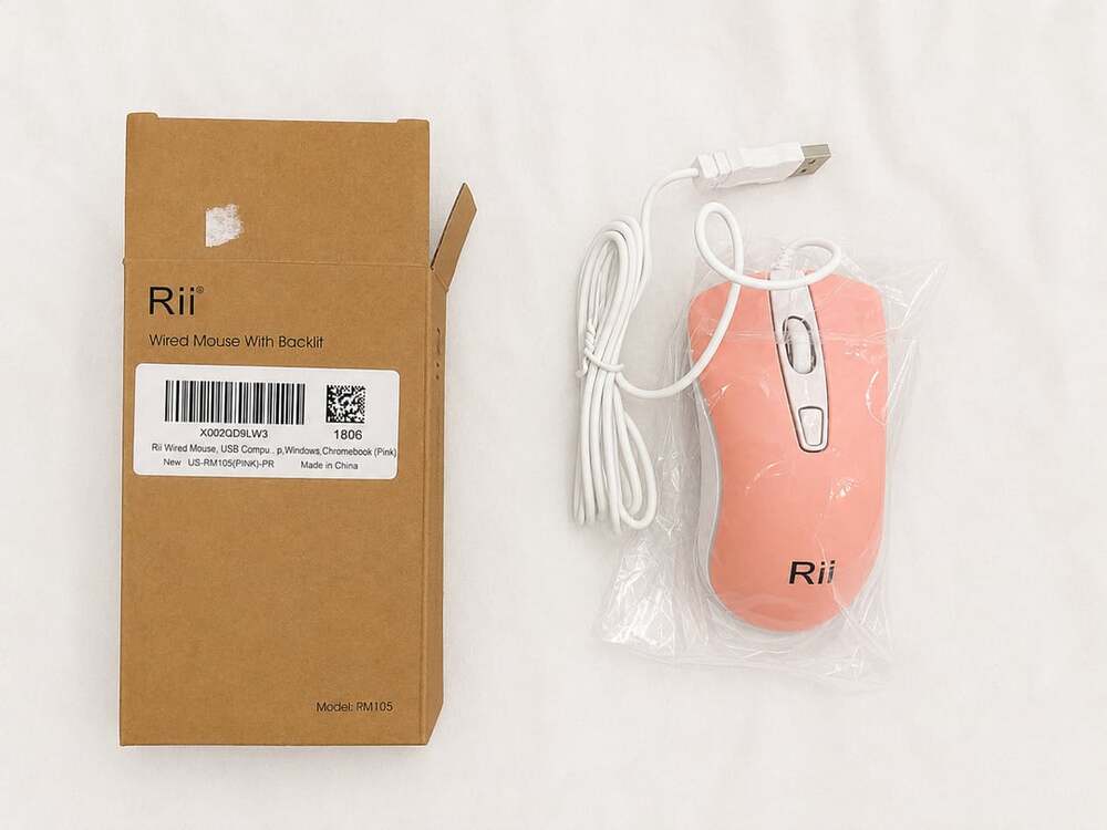 Rii RM105 Wired Mouse With Backlit Pink